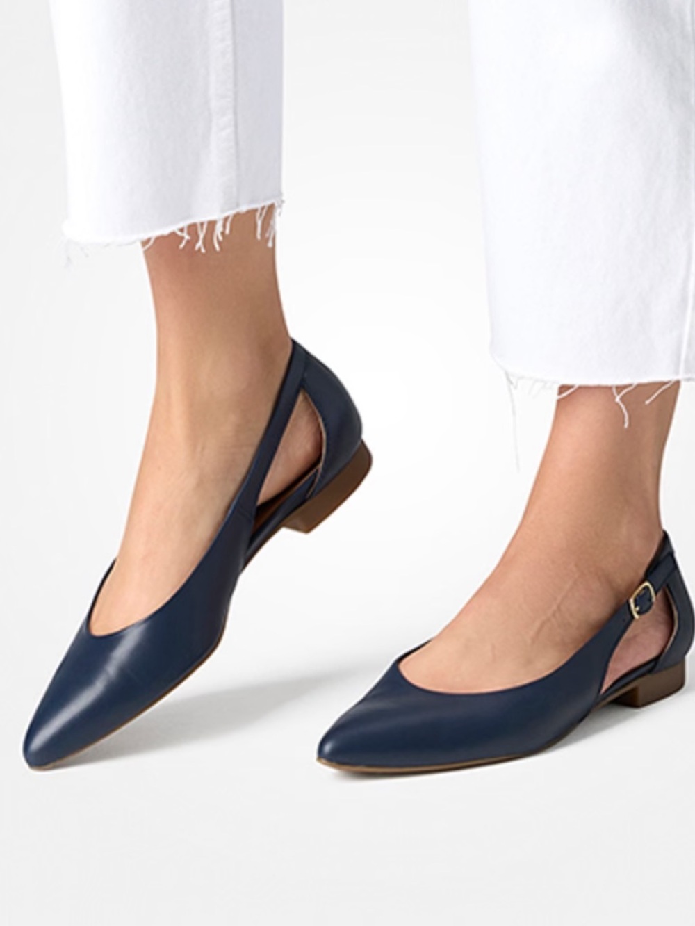 Paul Green Navy Pointed Slingback Flats